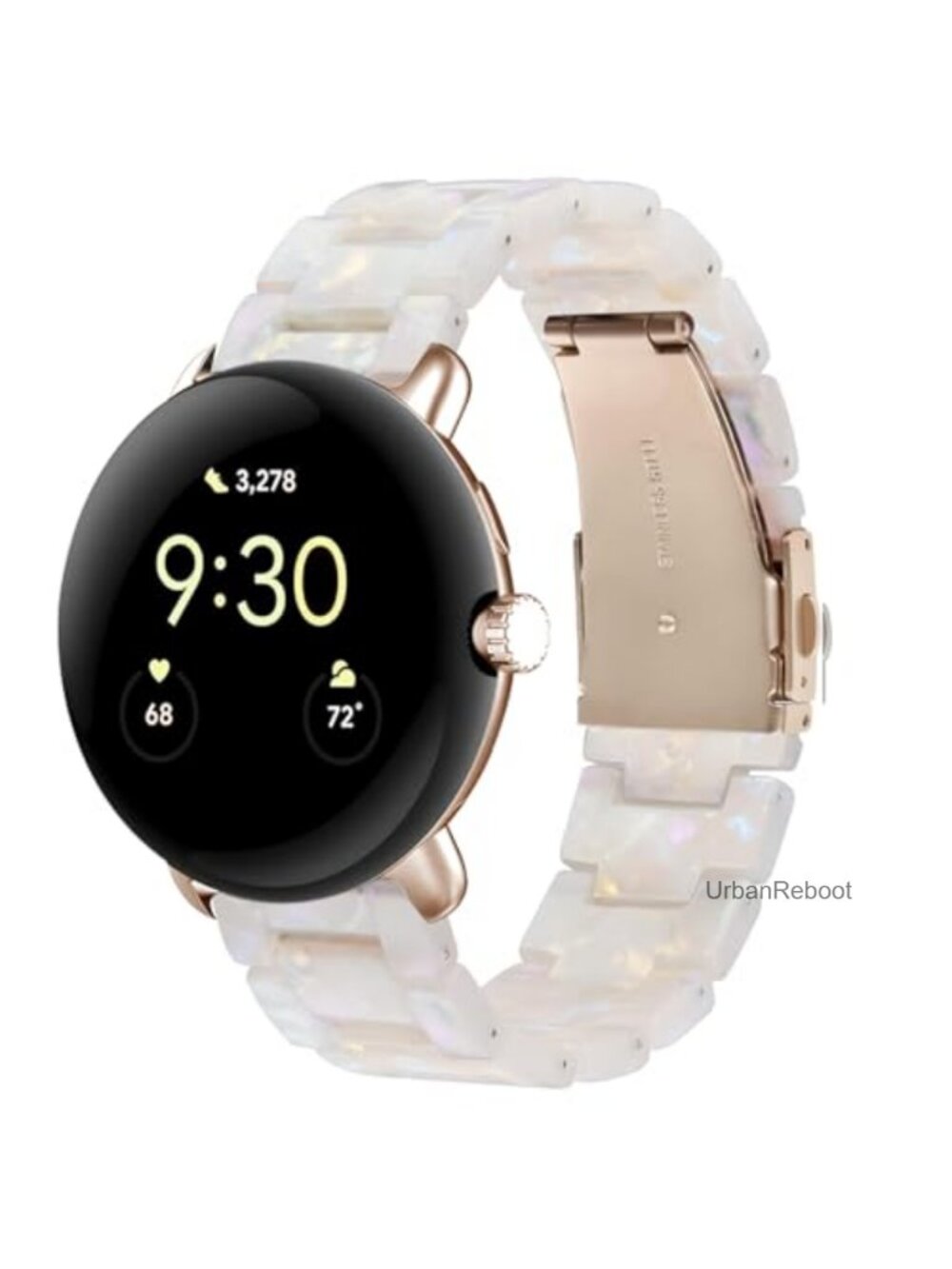 Resin Watch Band for Google Pixel Watch 5/4/3 45mm Stainless Steel Clasp